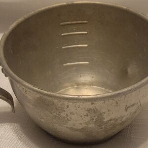 Vintage 1 Cup Tin Silver Mixing Bowl with Handle